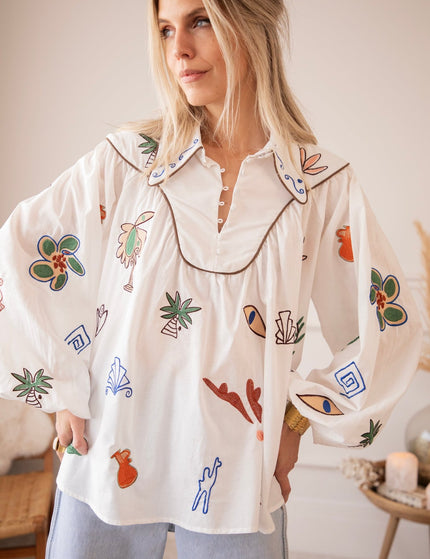Oriental Escape White - Blouse - ellemilla