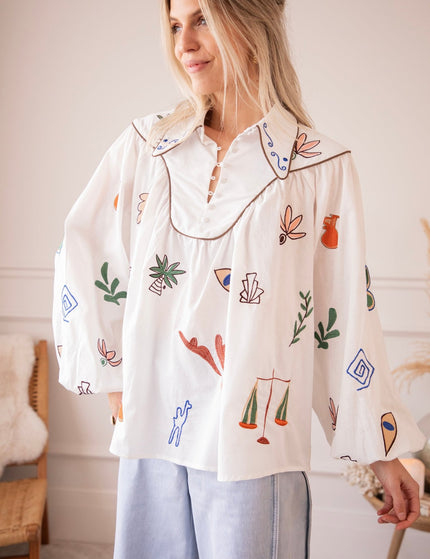 Oriental Escape White - Blouse - ellemilla