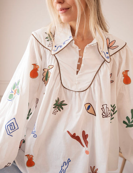 Oriental Escape White - Blouse - ellemilla