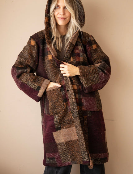 Patchwork Poetry Hooded Mulberry/Brown - Jas - ellemilla