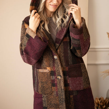 Patchwork Poetry Hooded Mulberry/Brown - Jas - ellemilla