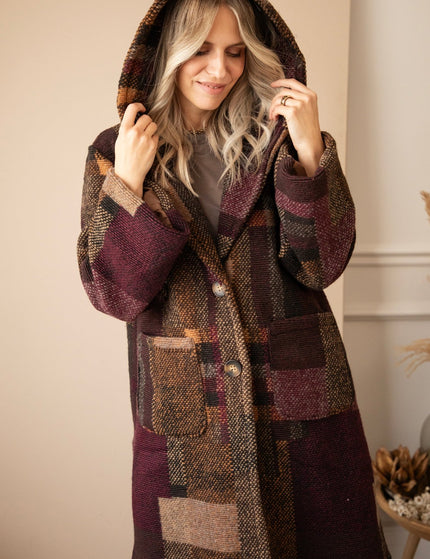 Patchwork Poetry Hooded Mulberry/Brown - Jas - ellemilla