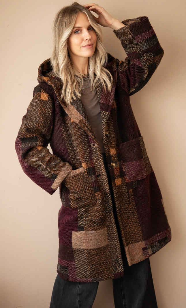Patchwork Poetry Hooded Mulberry/Brown - Jas - ellemilla