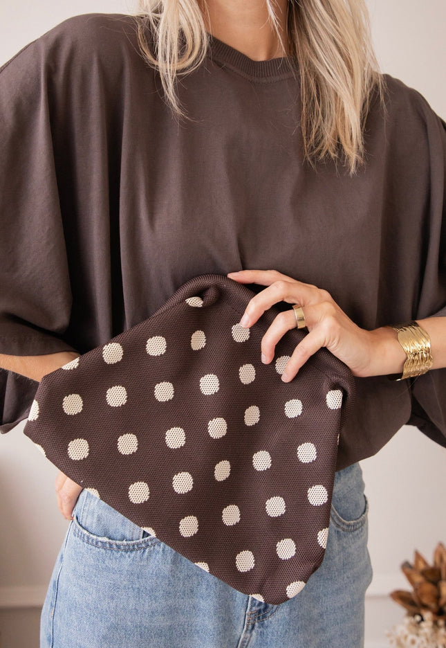 Pia Polka Clutch Brown/Off White - Handtas - ellemilla