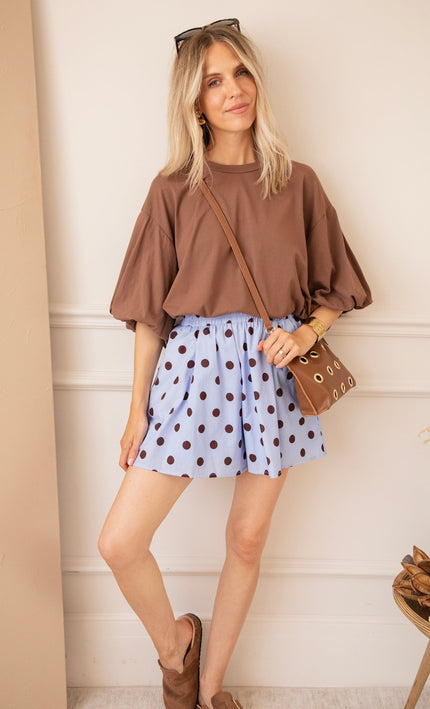 Polly Dots Soft Blue/Choco - Short - ellemilla