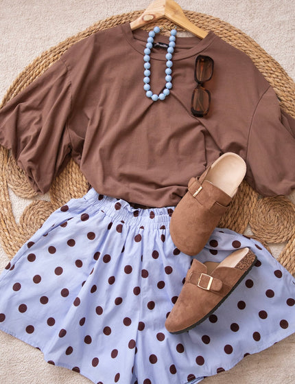 Polly Dots Soft Blue/Choco - Short - ellemilla