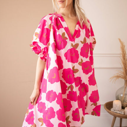 Poppy Petal Baby Pink/Fuchsia - Jurk - ellemilla