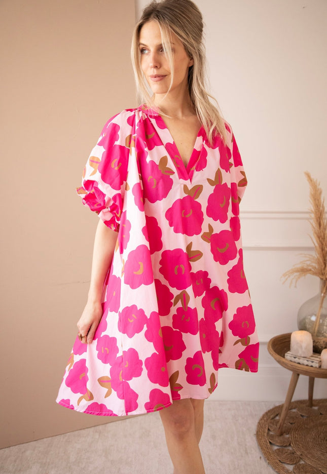 Poppy Petal Baby Pink/Fuchsia - Jurk - ellemilla