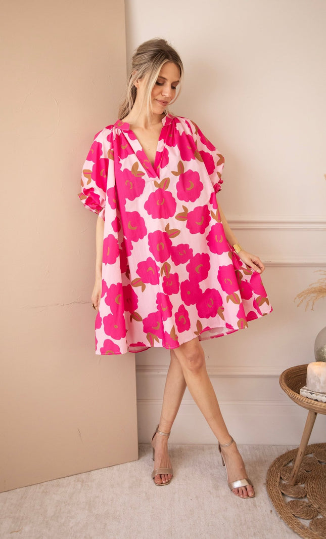 Poppy Petal Baby Pink/Fuchsia - Jurk - ellemilla