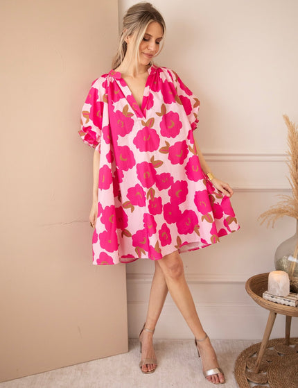 Poppy Petal Baby Pink/Fuchsia - Jurk - ellemilla