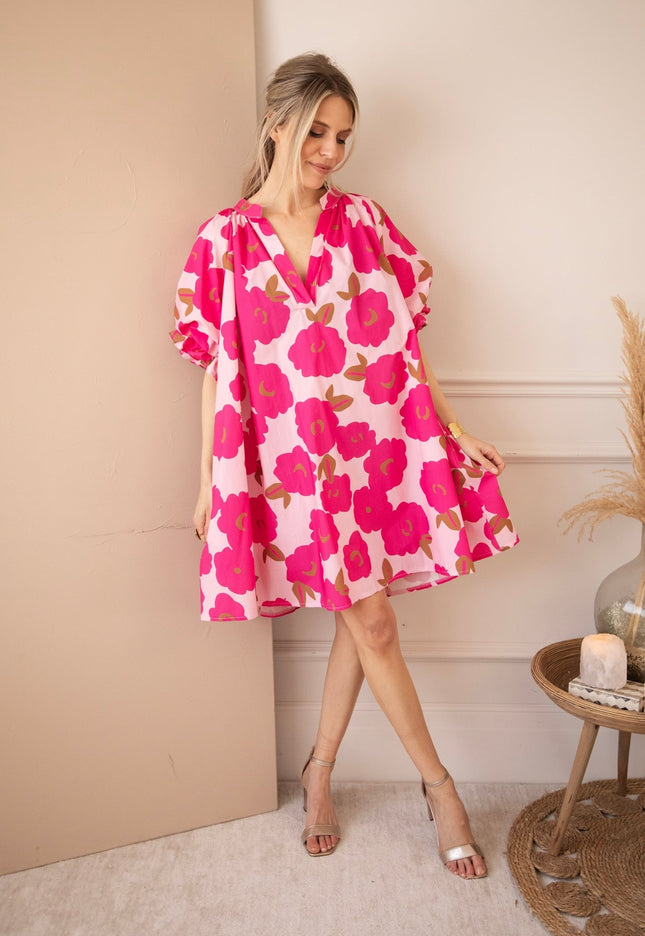Poppy Petal Baby Pink/Fuchsia - Jurk - ellemilla