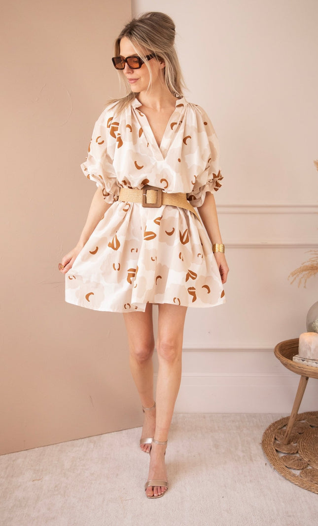 Poppy Petal Off White/Beige - Jurk - ellemilla