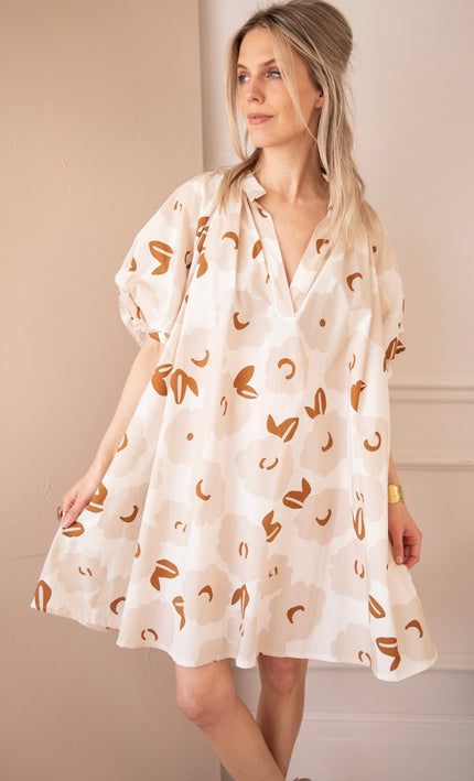 Poppy Petal Off White/Beige - Jurk - ellemilla