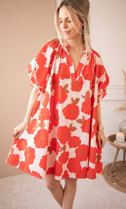 Poppy Petal Soft Pink/Red - Jurk - ellemilla