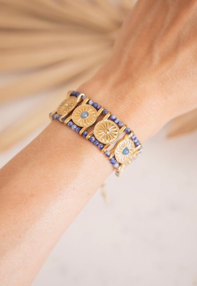 Precious Circles Azure Blue/Gold - Armband - ellemilla