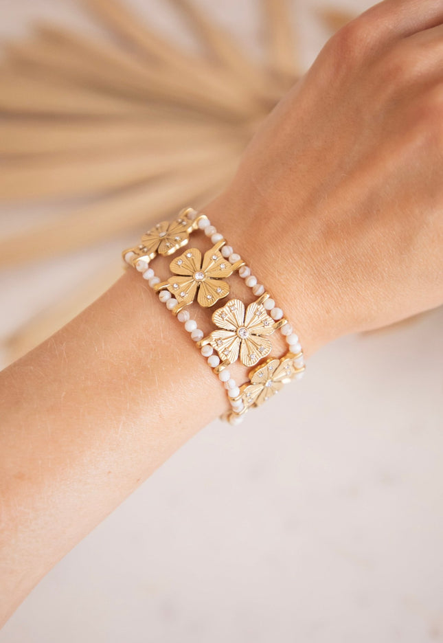 Precious Petals Pearly/Gold - Armband - ellemilla