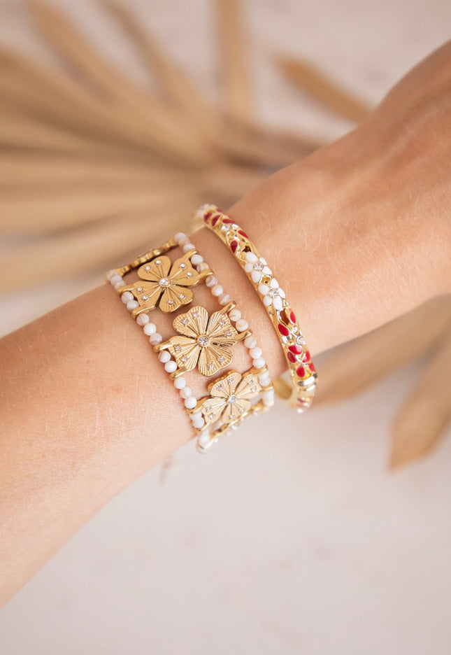 Precious Petals Pearly/Gold - Armband - ellemilla