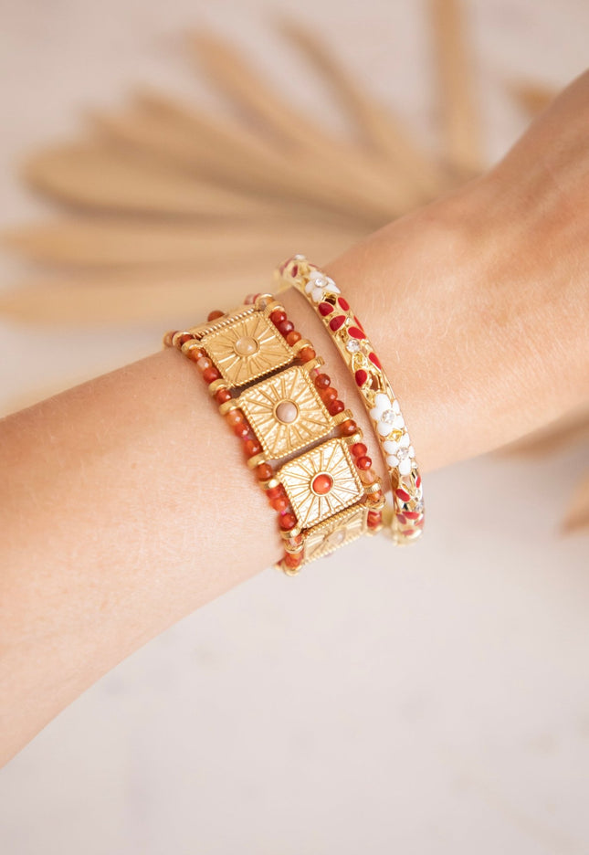 Precious Squares Bordeaux/Gold - Armband - ellemilla