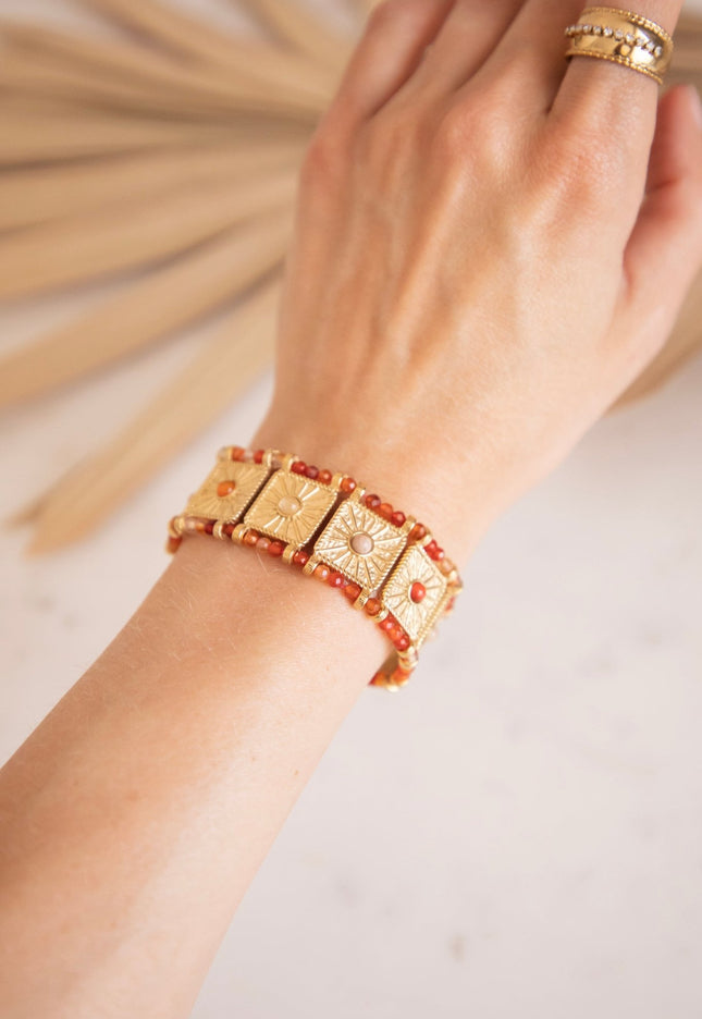 Precious Squares Bordeaux/Gold - Armband - ellemilla