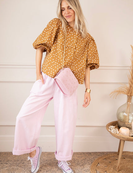 Puffy Polka Brown/Beige - Blouse - ellemilla