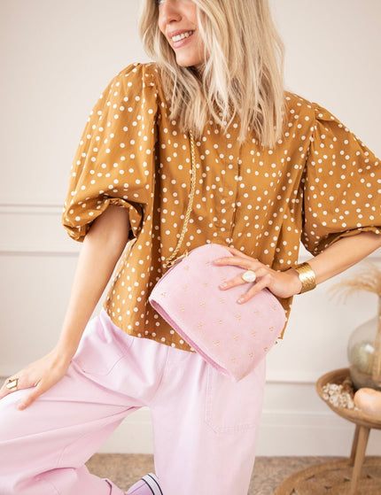 Puffy Polka Brown/Beige - Blouse - ellemilla