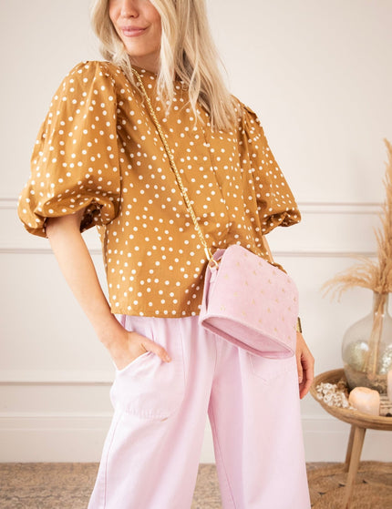 Puffy Polka Brown/Beige - Blouse - ellemilla
