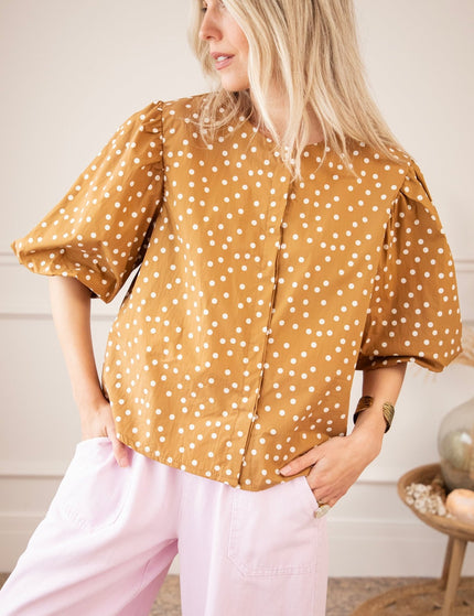 Puffy Polka Brown/Beige - Blouse - ellemilla