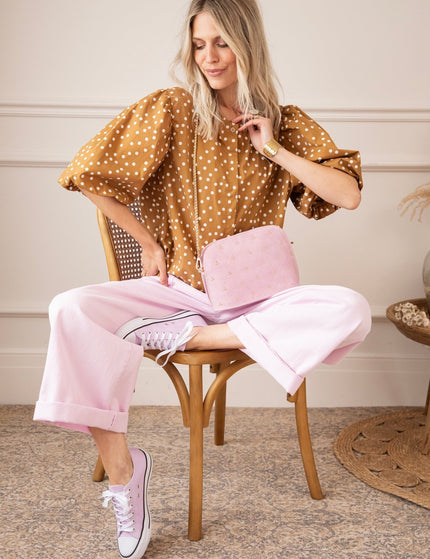 Puffy Polka Brown/Beige - Blouse - ellemilla