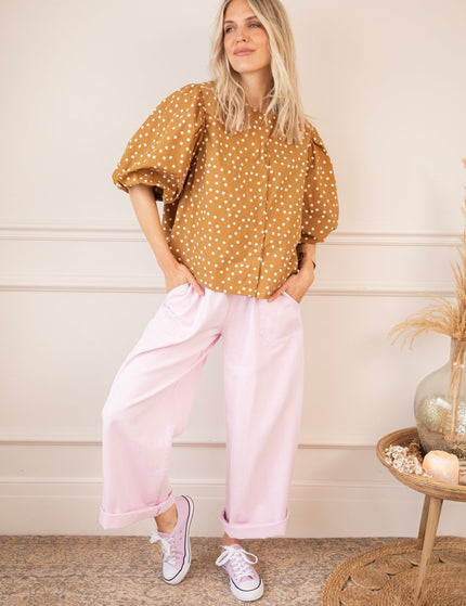 Puffy Polka Brown/Beige - Blouse - ellemilla