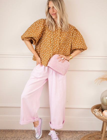 Puffy Polka Brown/Beige - Blouse - ellemilla