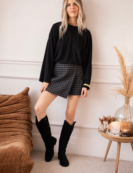 Raven Check Grey/Black - Skort - ellemilla