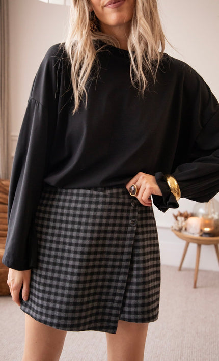 Raven Check Grey/Black - Skort - ellemilla