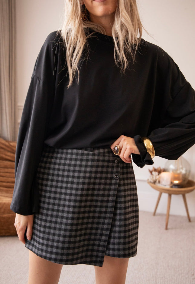 Raven Check Grey/Black - Skort - ellemilla