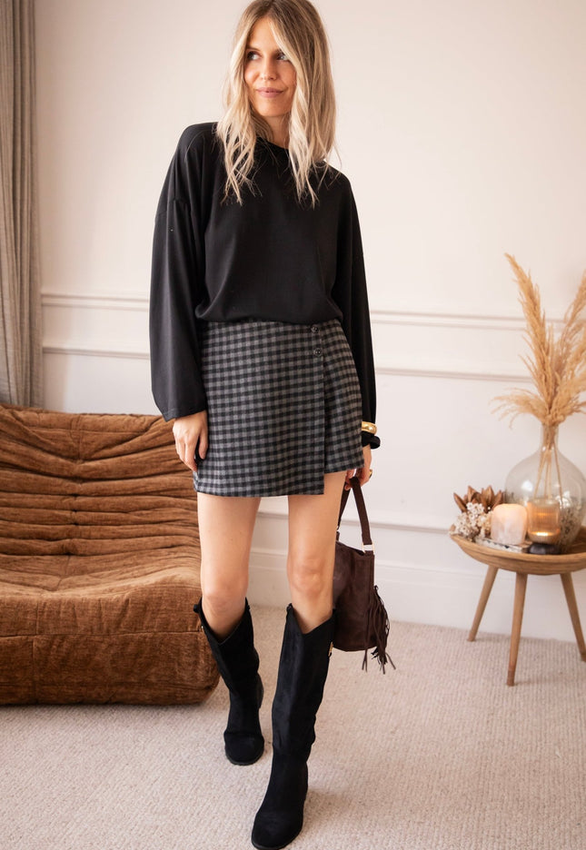 Raven Check Grey/Black - Skort - ellemilla