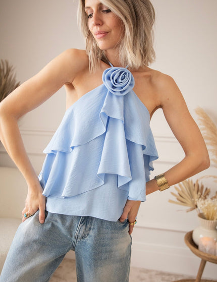Roses & Ruches Blue - Top - ellemilla