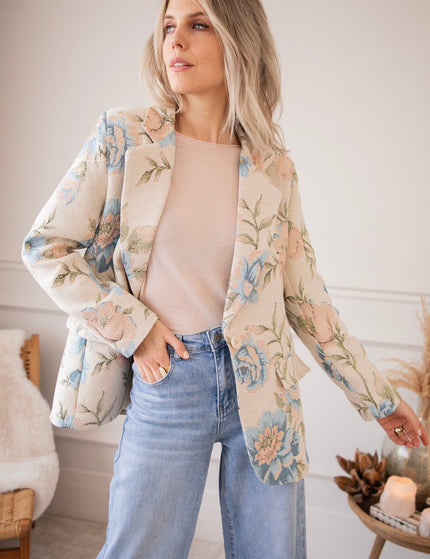 Rosy Belle Beige/Blue - Blazer - ellemilla