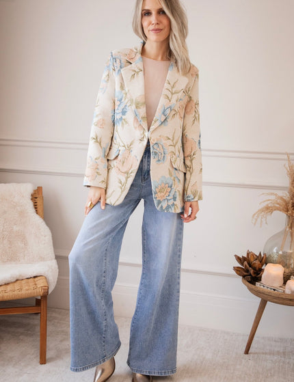 Rosy Belle Beige/Blue - Blazer - ellemilla