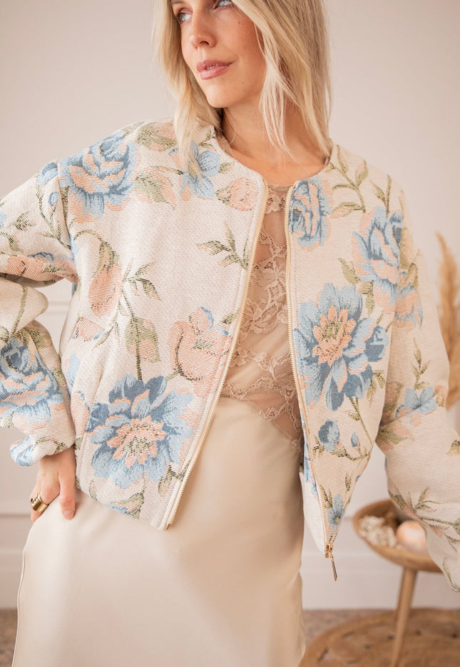 Rosy Belle Beige/Blue - Jacket - ellemilla