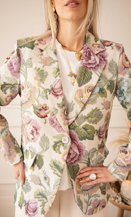 Rosy Belle Green/Pink - Blazer - ellemilla