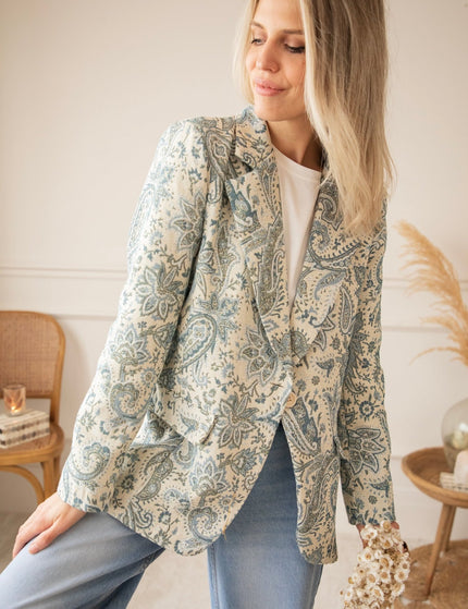 Rosy Belle Paisley Beige/Blue - Blazer - ellemilla