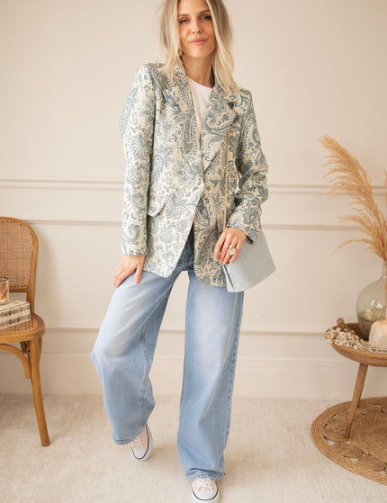 Rosy Belle Paisley Beige/Blue - Blazer - ellemilla
