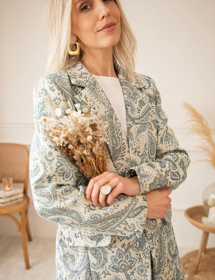 Rosy Belle Paisley Beige/Blue - Blazer - ellemilla