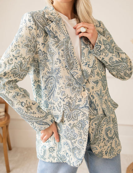 Rosy Belle Paisley Beige/Blue - Blazer - ellemilla