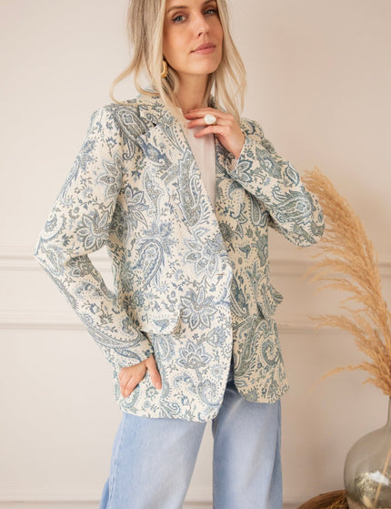 Rosy Belle Paisley Beige/Blue - Blazer - ellemilla