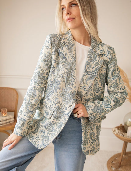 Rosy Belle Paisley Beige/Blue - Blazer - ellemilla