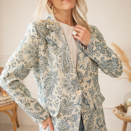 Rosy Belle Paisley Beige/Blue - Blazer - ellemilla