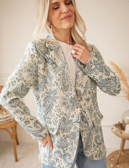 Rosy Belle Paisley Beige/Blue - Blazer - ellemilla