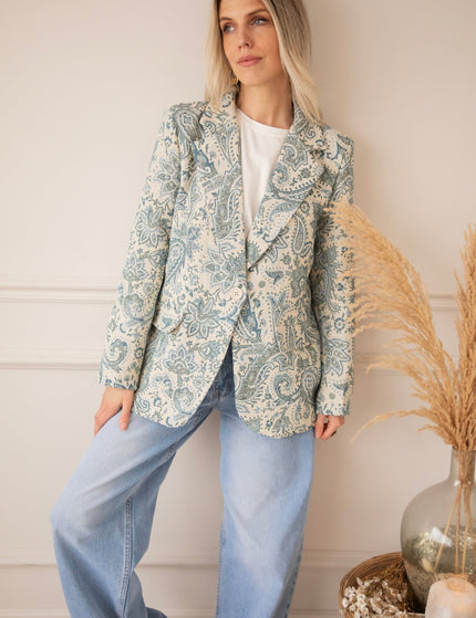 Rosy Belle Paisley Beige/Blue - Blazer - ellemilla