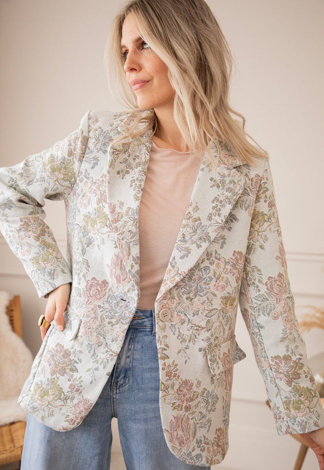 Rosy Belle Soft Blue/Soft Pink - Blazer - ellemilla