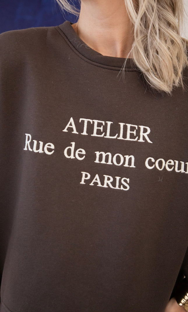 Rue De Mon Coeur Choco - Sweater - ellemilla